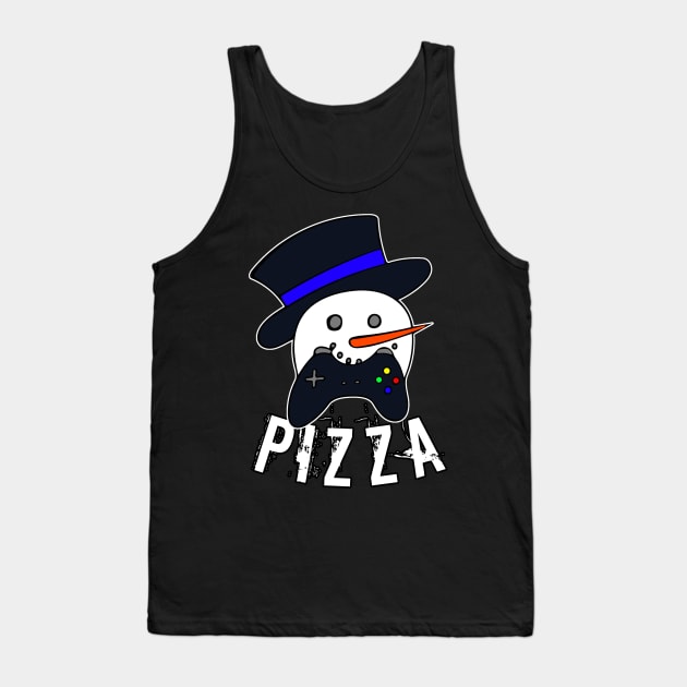 Snowman Face Gamer Pizza Tank Top by MaystarUniverse